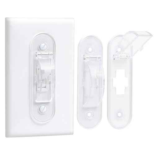 Wall Switch Guard, Childproof Light Switch Cover Guard | Toggle Style | Light Switch Protection | Lock Toggle Switch in On or Off Position | 2 Pack, Clear