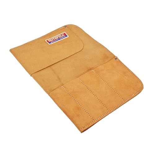 Faithfull Suede Leather Chisel Roll - 8 Pocket, Water Resistant & Compact Tool Organizer - Tan