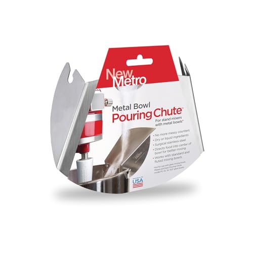 New Metro Design PC-10 Pouring Chute for KitchenAid Stand Mixer with Stainless Steel Bowl – Set of 1, Silver