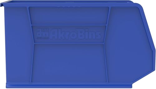 AkroBins 18x11x10 Plastic Storage Bins, Blue, 6-Pack - Akro-Mils 30260, Stackable