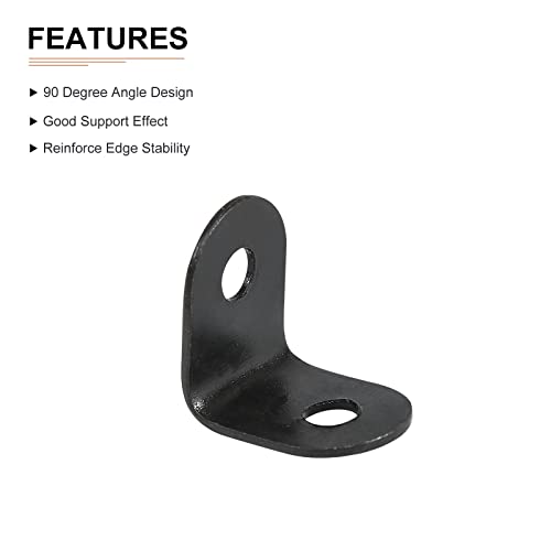 DTGN 0.47x0.47x0.35 Inch Black Metal Corner Brackets 12-Pack with Screws