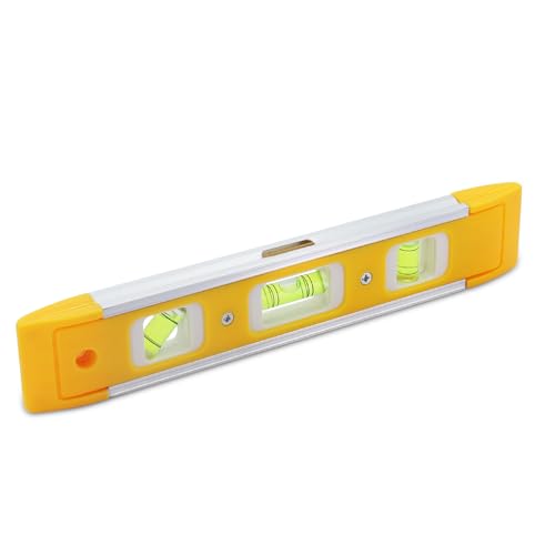 9 Inch Torpedo Magnetic Level with 3 Bubbles — 45/90/180 Degrees for Picture Hanging & Shelves
