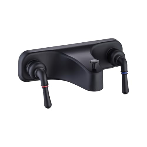 ZephyrJazz Matte Black 8-inch Tub & Shower Faucet Set with Diverter, 2 Handles