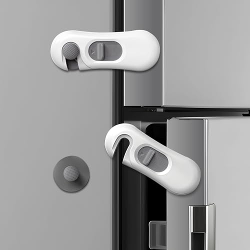 5-Pack Child Proof Refrigerator Lock with 3M Adhesive, Baby Child Safety Cabinet Locks, Kids Safety Fridge Locks for Oven Drawers Door- White& Gray