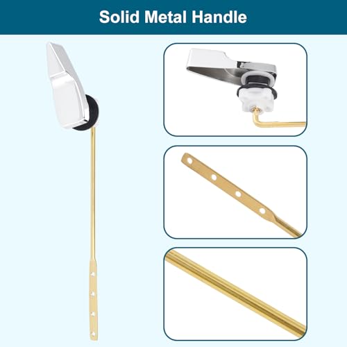 Hygie Rinse Universal Front Mount Metal Toilet Handle Replacement Kit with Chrome Finish & Circle Flapper Chain