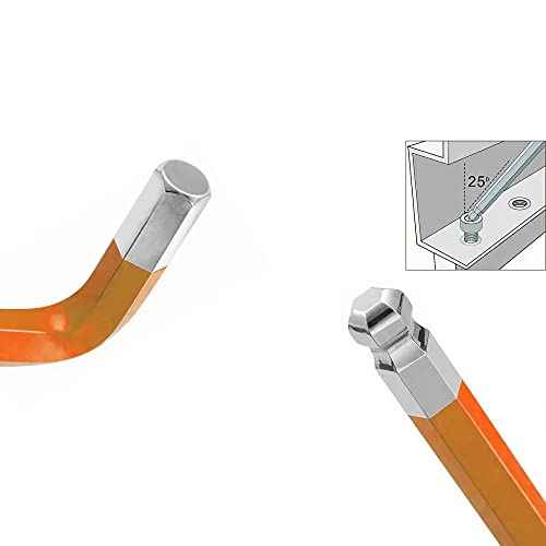 2 PCS 5mm Ball End Hex Key Allen Wrench,Internal Hexagonal Wrench, L Shaped Long Arm S2 Steel Repairing Tool£¬Orange