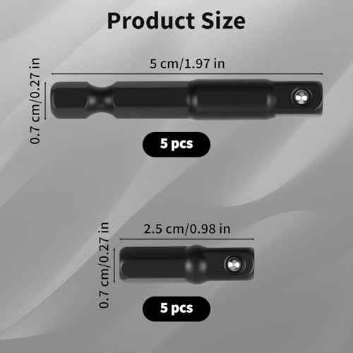 10 Pcs 1/4 Hex to 1/4 Socket Adapter, Hex Drill to Square Socket Bit Adapter, Impact Adapter Power Tool Replacement Part Suitable for Driver Socket Driver Electric And Pneumatic Drill