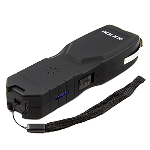 POLICE Stun Gun for Self Defense 2101 ? High Voltage Rechargeable with LED Flashlight & Siren Alarm ? Compact & Heavy Duty ? Personal Security for Women & Men ? Black