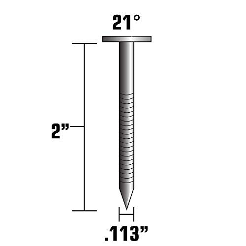 Metabo HPT 21° Ring Shank Framing Nails 2 Inch x 0.113 Inch, Full Round Head, Galvanized, 1,000 Count, Model 20171SHPT - No Size