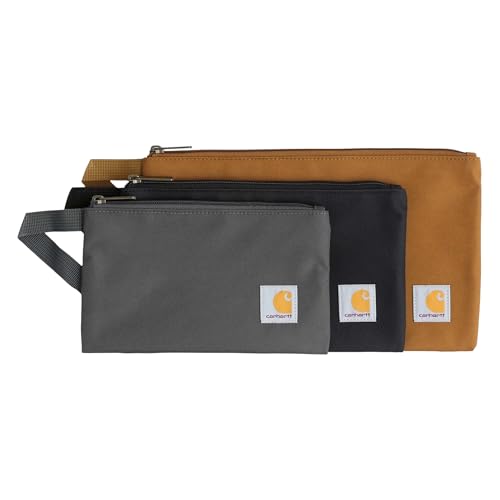 Carhartt Multi-Size Utility Pouch Set with Transparent Mesh Back - Brown, Black, Gravel