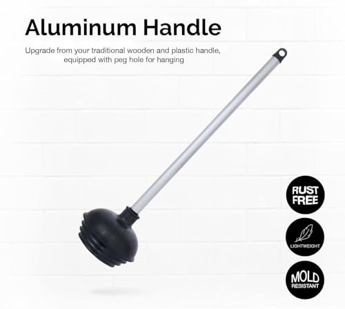 NEIKO 60166A Heavy-Duty All-Angle Toilet Plunger with Aluminum Handle - 1 Pack