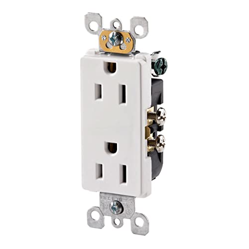 Leviton 5325-WMP 15A White Decora Duplex Receptacle 10-Pack - Grounding, Residential Grade