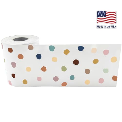 Teacher Created Resources Painted Dots Classroom Border Trim, Straight Rolled Edging, 50ft
