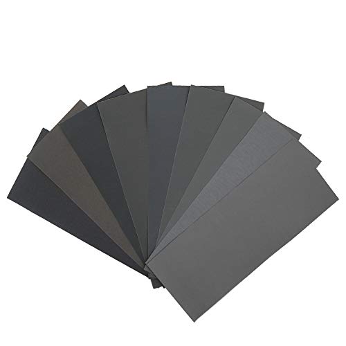 BAISDY 45Pcs Wet & Dry Sandpaper Set 400-3000 Grit for Automotive & Wood Finishing