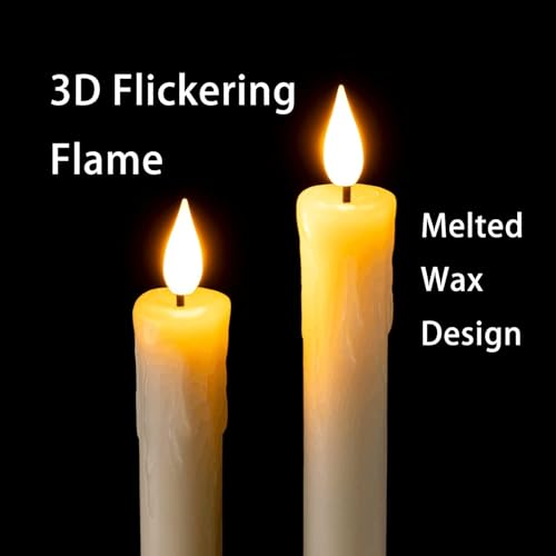 Homemory Ivory Flameless LED Taper Candles with Remote & Timer, 9.6 Inch - Dripless Window Candles for Fireplace, Xmas & Halloween Decor