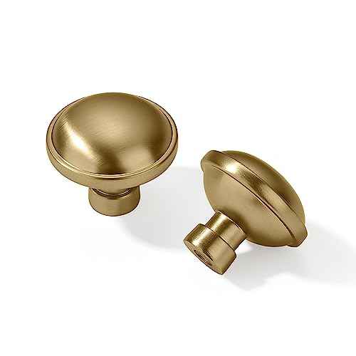 khtumeware 25 Pack Drawer Pulls 1-1/4 Inch Kitchen Cabinet Knobs Solid Round Dresser Drawer Knobs Champagne Bronze Dresser Knobs Drawer Knobs Brass Cabinet Hardware for Cupboard Drawer Pulls