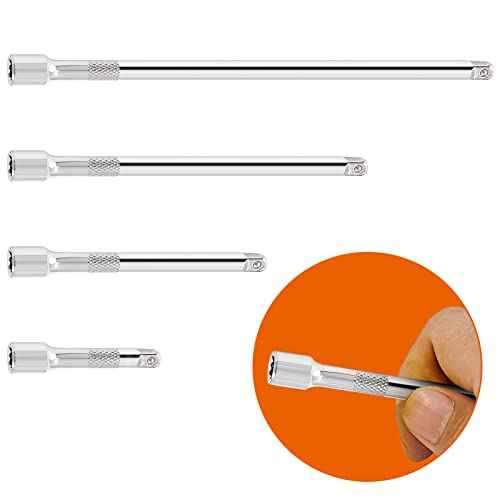 4Pcs Drive Socket Extension Set (Cr-V) Steel Socket Extension Set with Mirror Finish (Length Includes 2"/50mm, 4"/100mm, 6"/150mm, 10"/252mm)