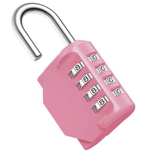 Puroma Combination Lock 4 Digit Waterproof Locker Locks Secure Outdoor Padlock for Gym Lockers, Toolboxes, Gates, Fences, Storage, Sports Locker, Cabinets (Rose Pink)