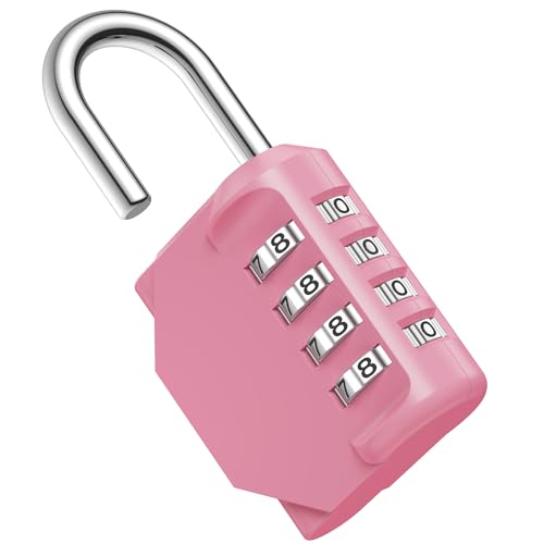 Puroma Pink Rose 4-Digit Waterproof Gym Locker Padlock - Personalized Combination