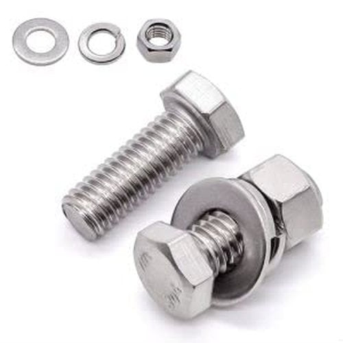8 Sets Glvaner 3/8-16 x 1" Stainless Steel Hex Head Screws Bolts, Nuts, Flat & Lock Washers, 18-8 (304) Stainless Steel, Full Thread, Coarse Thread