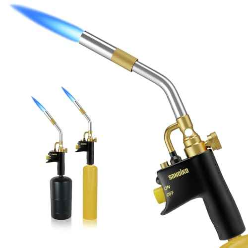 Sondiko Propane Torch Head, High Intensity MAPP Torch Head Trigger Start Gas Torch, Plumbing Soldering Torch for Welding, Machine Maintenance, Barbecue