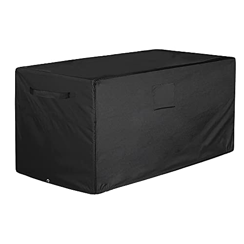 Femuar Deck Box Cover 100% Waterproof Heavy Duty Patio Ottoman Cover, Outdoor Anti-UV Patio Storage Box Covers (63" L x 25" W x 28" H) Black