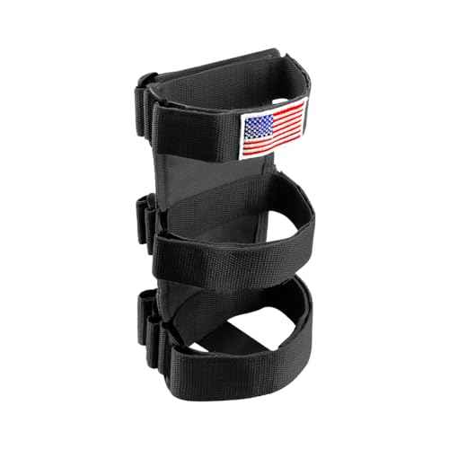 Roll Bar Fire Extinguisher Holder, Adjustable Fire Extinguisher Mount Strap with American Flag Pattern, Car Accessories Fixed Belt for Wrangler JK JKU TJ CJ Gladiator (Black)