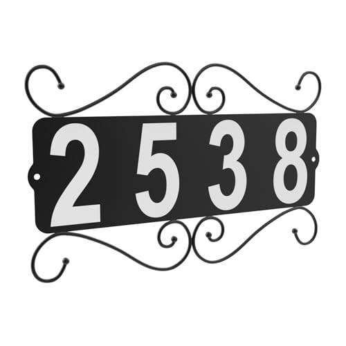Black Metal Address Plaque with House Number - Waterproof Outdoor Home Sign