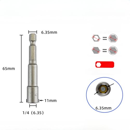 10 PCS 1/4" Hex Shank Magnetic Power Nut Driver Bit Sets, 1/4 inch Quick Change Socket Nut Driver Bit Magnetic