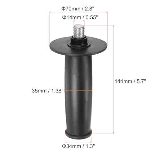 HARFINGTON 2pcs Angle Grinder Side Handle 14mm Thread 141mm Length Plastic Angle Grinder Handle Replacement Auxiliary Sander Handle Tool