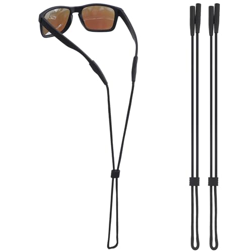 Eye Glasses Holder Strap - Sunglasses Straps Cords for Men Women Kids - Eyeglass Holders Around Neck - Eyewear String Lanyard Retainer - 2 PCS£¨Black