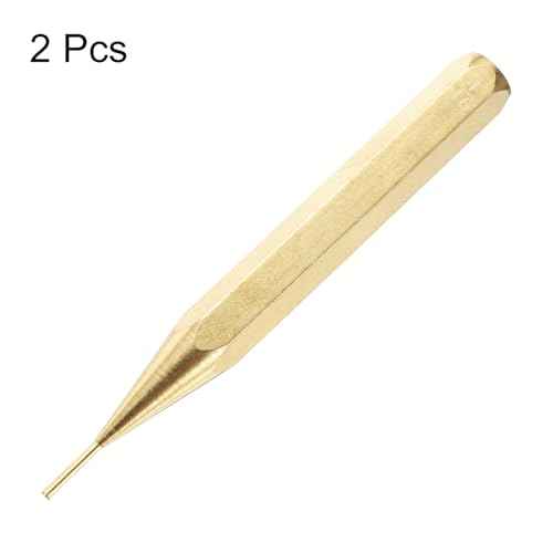 HARFINGTON 2pcs Brass Punch 1/16" Non-marring Drive Pin Punch Cylindrical Alignment Punches for Watch Repair Jewelry and Craft