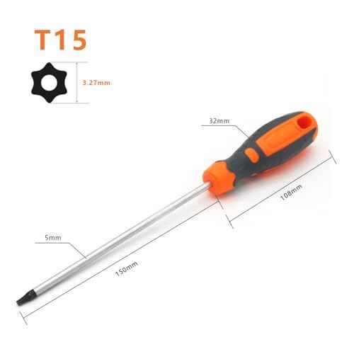 4-Piece T15 T20 T25 T30 Torx Screwdriver Set, 150 mm Magnetic Torx Driver Star Bit Screwdriver for Computer Repair, Automotive Tools and Home Appliances