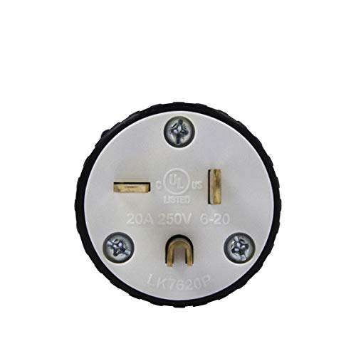 ENERLITES NEMA 6-20P 20A 250V Straight Blade Plug - Pack of 1, Black