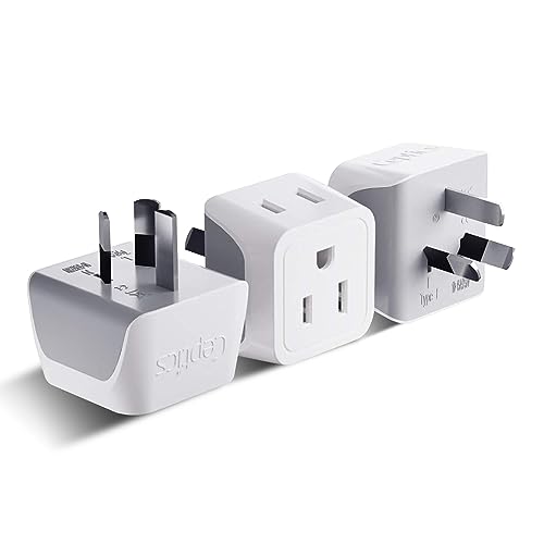 Ceptics Australia Plug Adapter 2-in-1 Type I Dual US Input White Gray 3 Pack