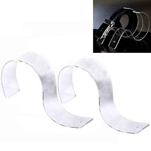 4 Pack Clear Acrylic Belt Display Stands Rack Holder Closet Organizer Space Saver Case for Men and Women Belt, Store Display or Home Use