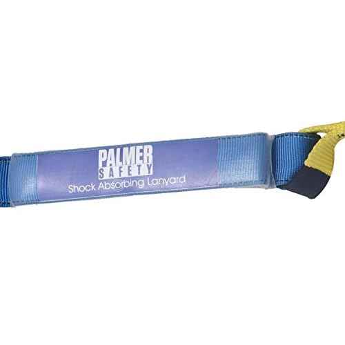 Palmer Safety 6' Single Leg Lanyard with Shock Absorber, Yellow Webbing with Steel Snap Hook - Meets or exceeds ANSI Z359.13-2013