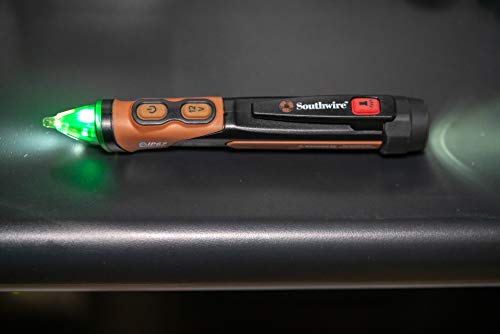 Southwire 40150N Advanced AC Non Contact Voltage Tester Pen; Dual Range 12-1000VAC/100-1000VAC; Non Contact Voltage Detector with LED Flashlight; 6' drop test rated; and IP67 waterproof; NCVT
