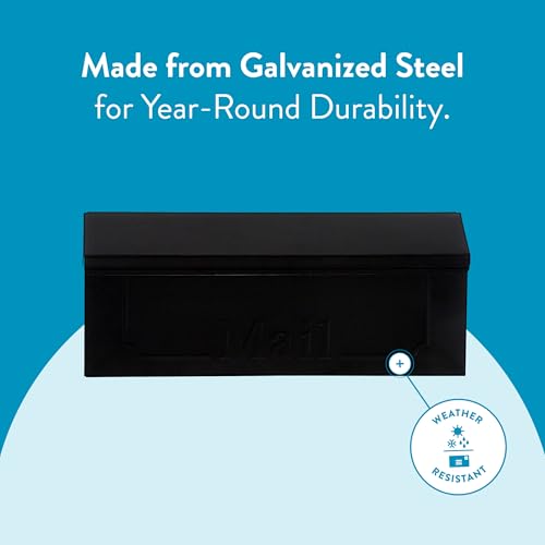 Galvanized Steel Wall-Mount Mailbox Black Small Townhouse Style