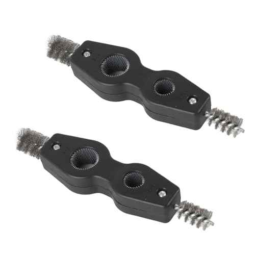 4-in-1 Copper Tubing Brush 1/2 in and 3/4 in Copper Pipe Cleaner Inner & Outer Thread Coppers Tubing Wire Brush for Brazing, Plumbing, Soldering 2 Pack(Black)