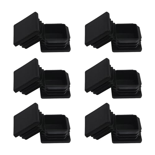WZB 1.25 Inch Square Plastic End Caps for Tubing - 12 Pack