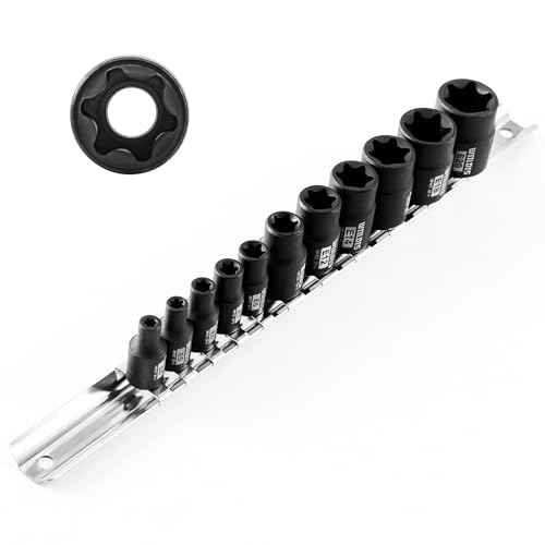 11-Piece E-Torx Socket Set, 1/4" & 3/8" Drive, E4-E20 Torque Socket Set