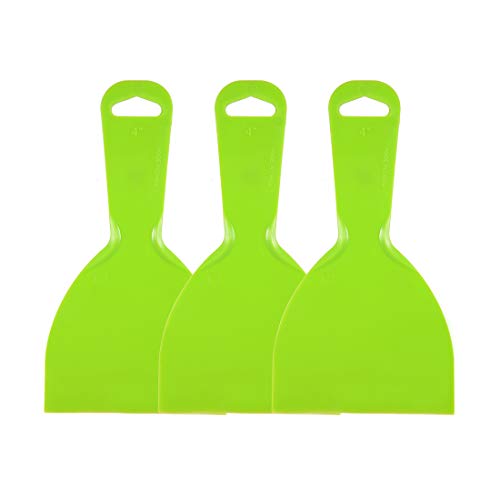 uxcell Putty Scraper 4" Plastic Flexible Putty Knives Disposable Spreader for Taping Drywall Wall Painting Green 3pcs