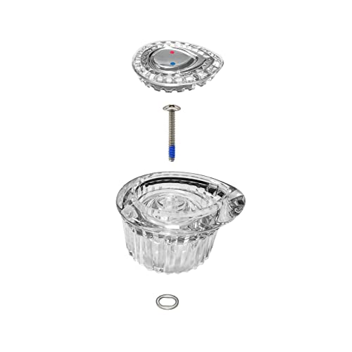 LOWCUS Chrome Replacement Knob Handle Kit for Moen Posi-Temp Tub & Shower, White & Chrome Insert
