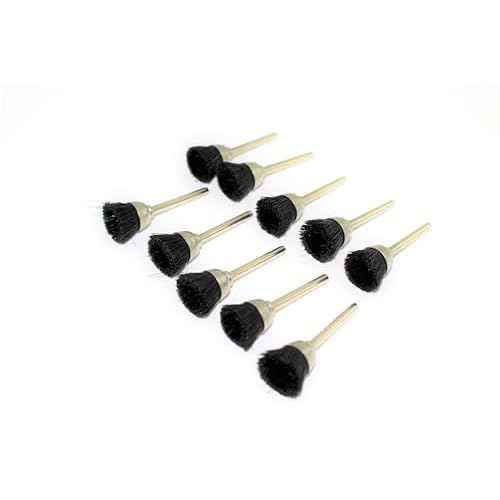 TEMO 10 pc Nylon Plastic Bristle 1/2 Inch Cup Wire Brush with 1/8 Inch Shank for Dremel and Other Rotary Tools on Rust Removal, Corrosion and Scrub Surfaces