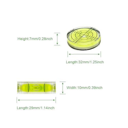 Mini Acrylic Bubble Level Set for Tripod and Wall Hanging – 6-Piece