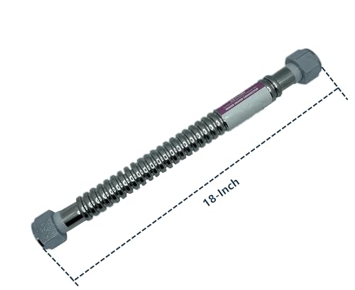 EZ-FLUID 18-Inch 3/4-Inch FIP Corrugated Stainless Steel Water Heater Supply Line