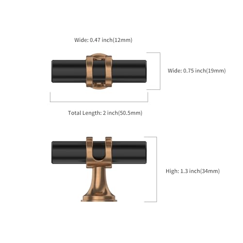 Asidrama 10 Pack Champagne Bronze & Matte Black Cabinet Knobs - Kitchen & Dresser Hardware