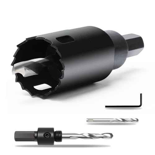 1-3/16" | 30mm Hole Saws with Heavy Duty Arbor HSS Bi-Metal Hole Cutter Drill Bit for Wood Cornhole Boards Plastic Drywall Metal Fiberboard(Black)