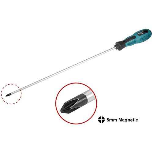 2-Piece 12'' long Slotted and Phillips Screwdrive Screwdriver Set, Long Blade Screwdriver Set PH1 12-Inch Magnetic Screwdriver, 2 Packs Magnetic Screwdriver with Rubber Handle(5mmx300mm)